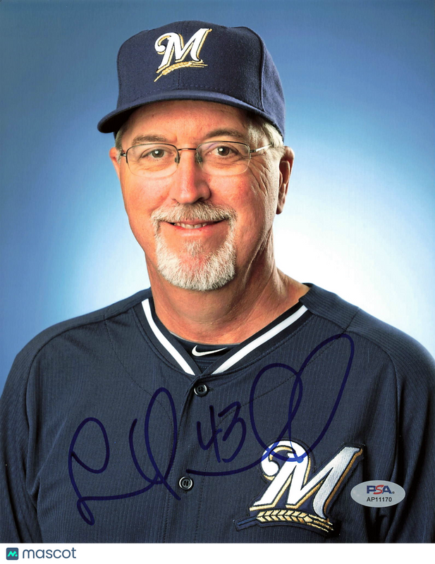 Lee Tunnell Milwaukee Brewers Signed 8x10 Photo PSA