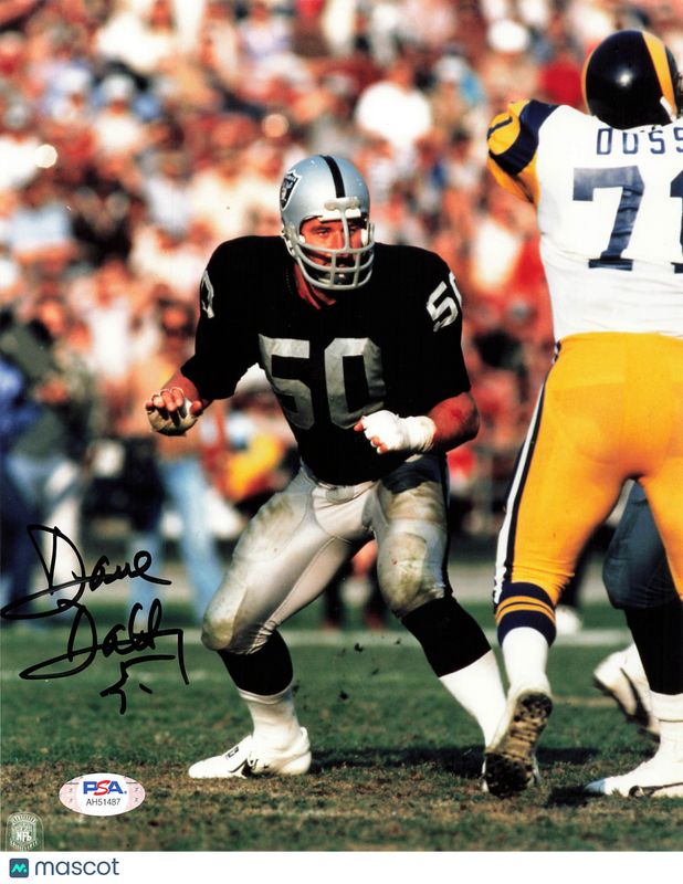 Dave Dalby Signed Oakland Raiders Football 8x10 Photo PSA Autographed