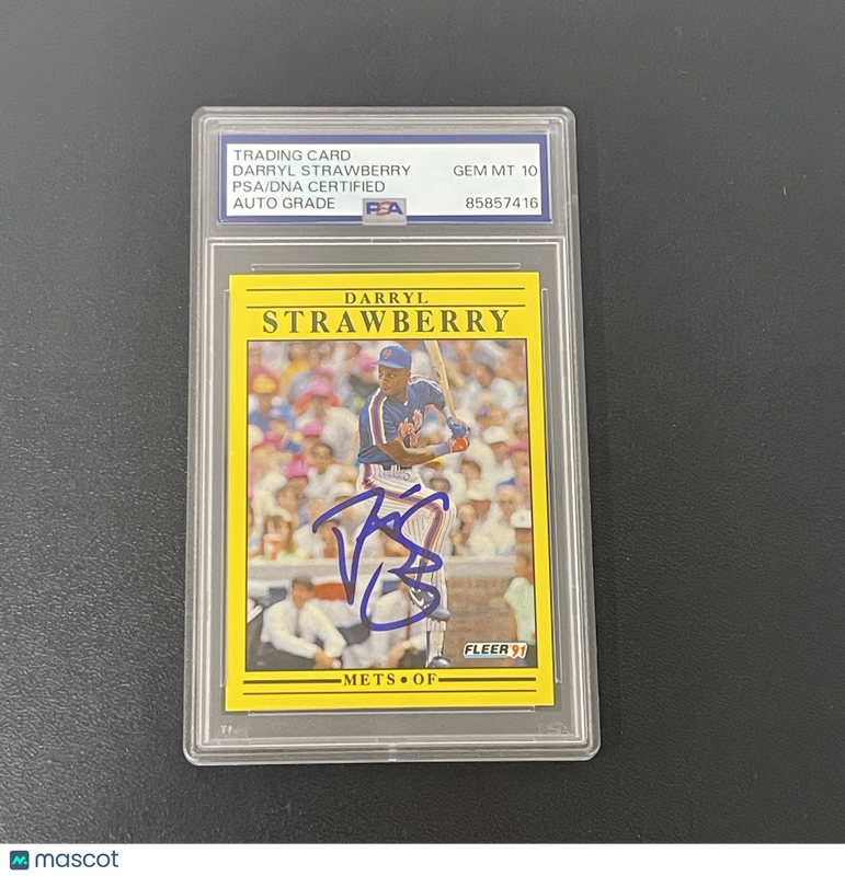 1991 Fleer #161 Darryl Strawberry Signed Card Auto 10 PSA Slabbed New York Mets