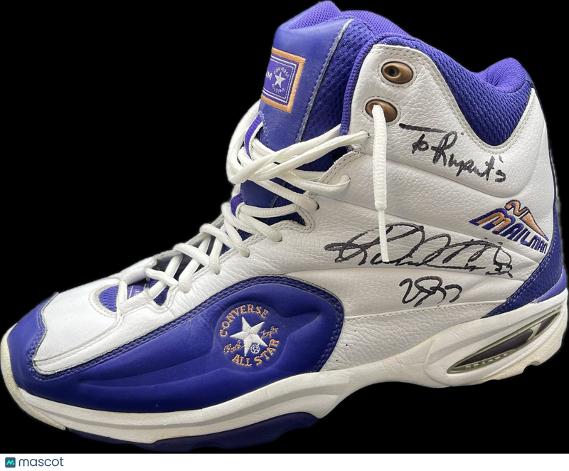Karl Malone Signed Basketball Shoes Utah Jazz