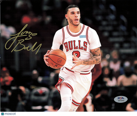 Lonzo Ball Chicago Bulls Signed Basketball 8x10 Photo PSA