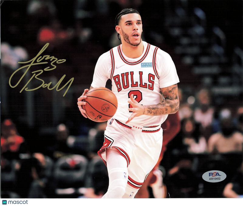 Lonzo Ball Chicago Bulls Signed Basketball 8x10 Photo PSA