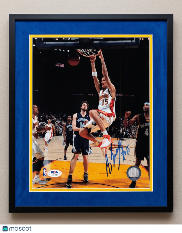 Andris Biedrins Golden State Warriors Signed 8x10 Custom Framed Photo PSA Auth