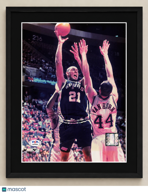 Tim Duncan San Antonio Spurs Signed Basketball 8x10 Custom Framed Photo PSA