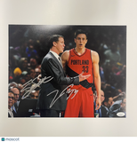 Terry Stotts and Zach Collins Portland Signed Basketball 11x14 Photo BAS