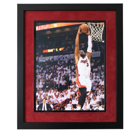 Dwyane Wade Miami Heat Signed Basketball 11x14 Custom Framed Photo PSA