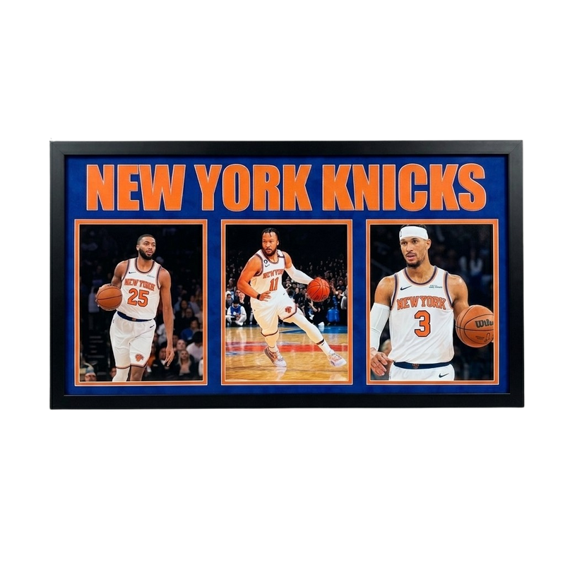 New York Knicks "Big Three" Custom Framed Photo Collage Brunson, Bridges & Hart