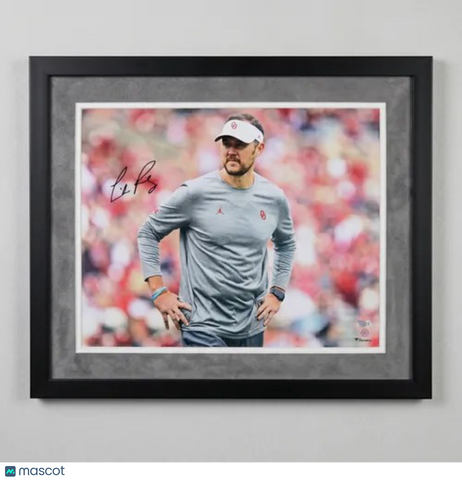Lincoln Riley Signed Oklahoma Sooners 16x20 Custom Framed Photo PSA Autographed