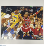Magic Johnson Los Angeles Lakers Signed Basketball 16x20 Photo BAS