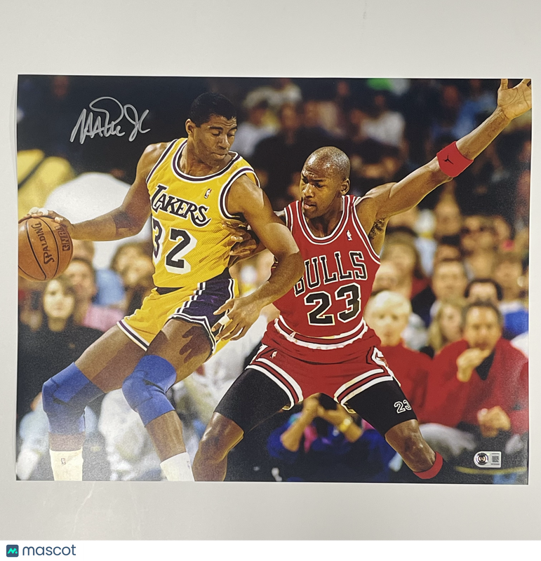 Magic Johnson Los Angeles Lakers Signed Basketball 16x20 Photo BAS