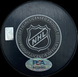 Leo Carlsson Signed Hockey Puck PSA Autographed Anaheim Ducks