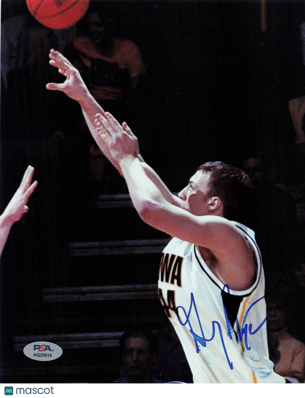 Greg Brunner Iowa Hawkeyes Signed Basketball 8x10 Photo PSA