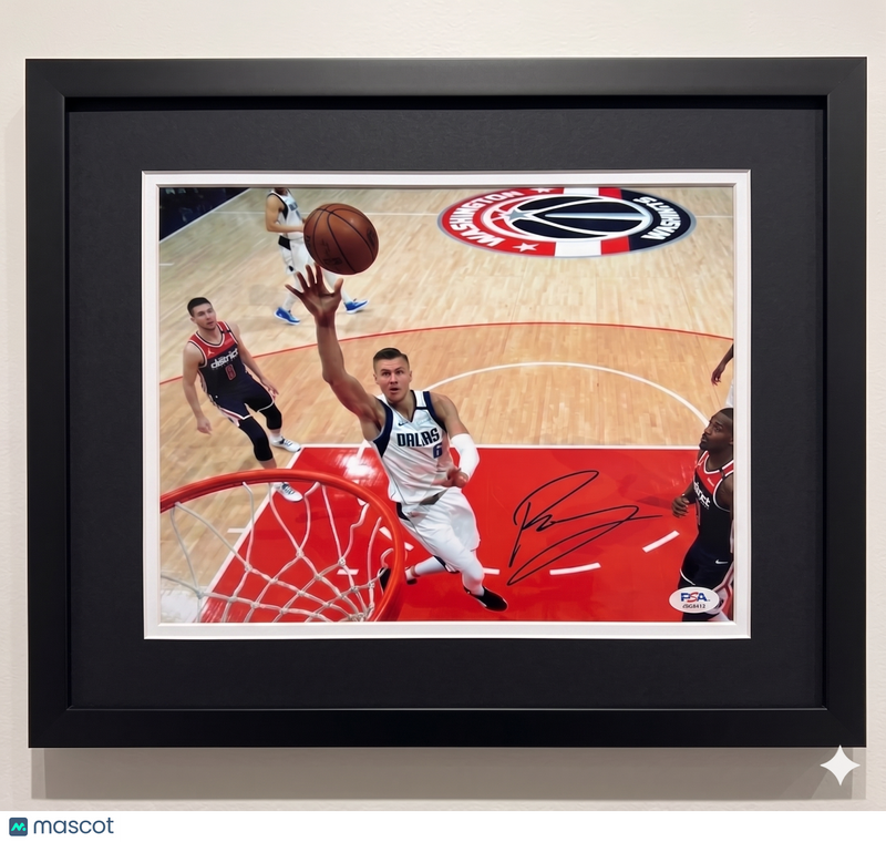 Kristaps Porzingis Dallas Mavericks Signed Basketball 8x10 Photo PSA