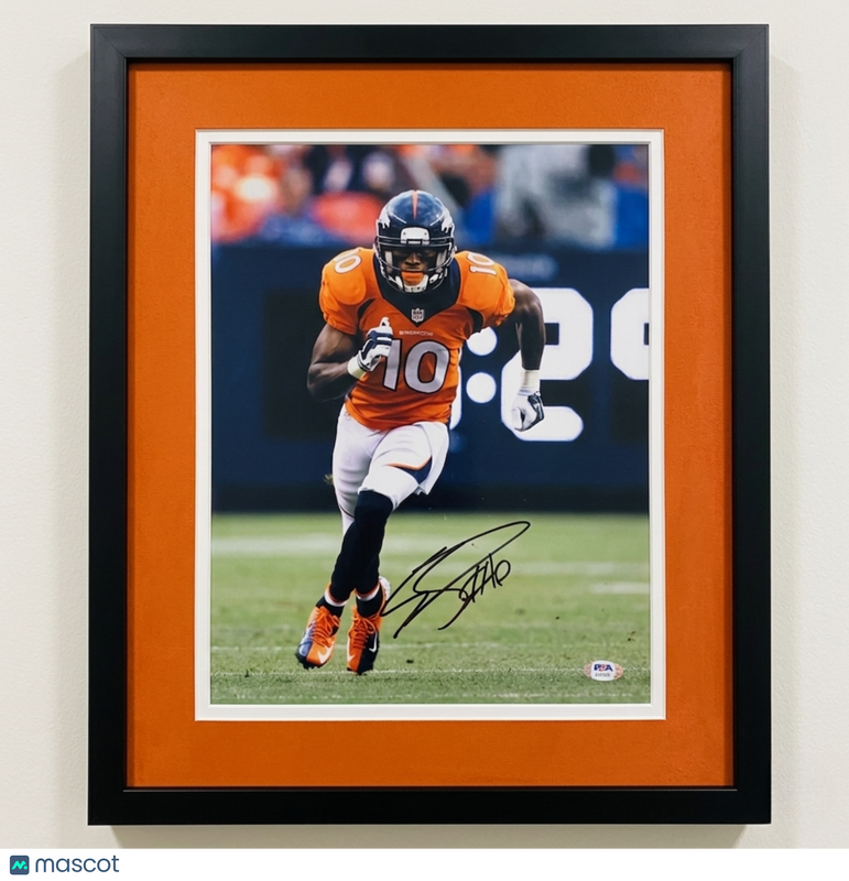 Emmanuel Sanders Signed Denver Broncos Football 11x14 Custom Framed Photo PSA