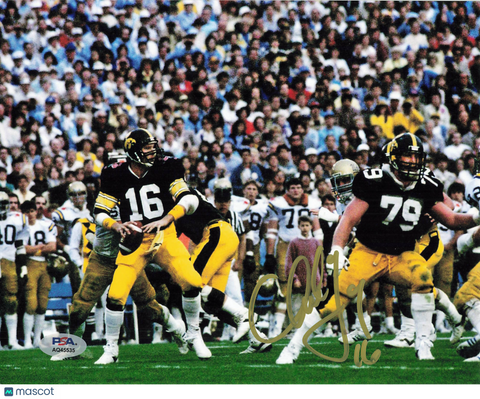 Chuck Long Signed Iowa Hawkeyes Football 8x10 Photo PSA Autographed