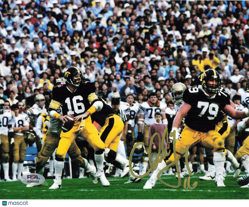Chuck Long Signed Iowa Hawkeyes Football 8x10 Photo PSA Autographed