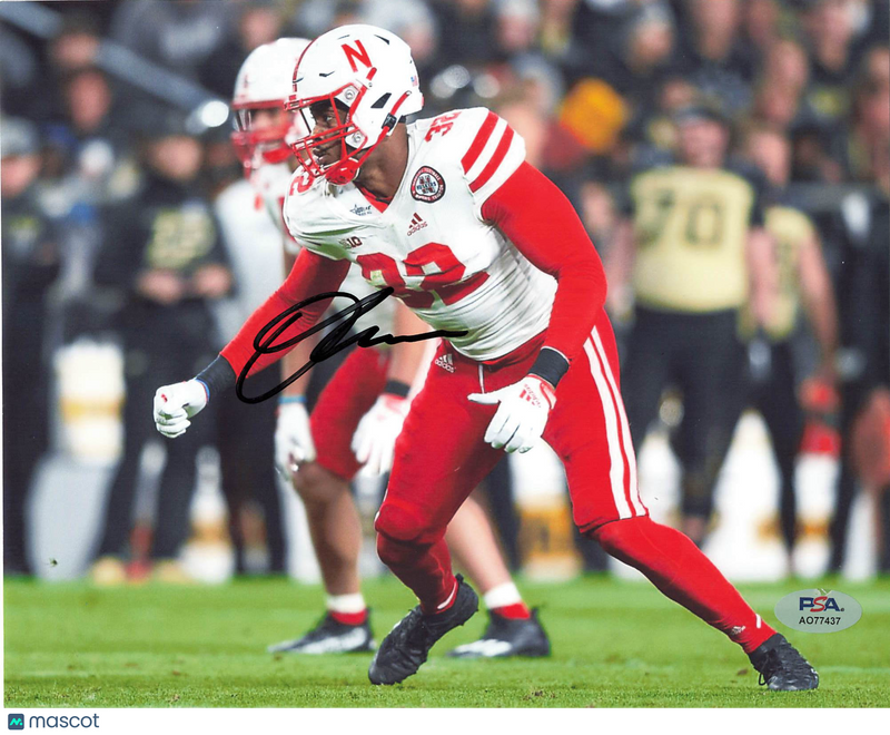 Ochaun Mathis Signed Nebraska Cornhuskers Football 8x10 Photo PSA Autographed