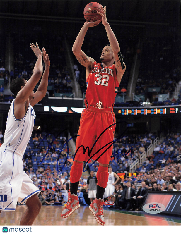 K.J. McDaniels Clemson Tigers Signed Basketball 8x10 Photo PSA