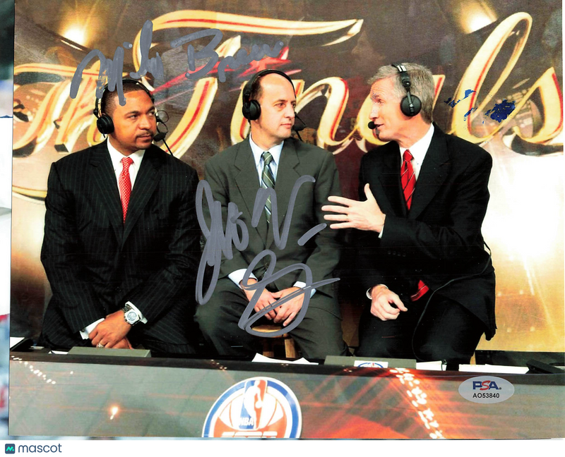 Mike Breen and Jeff Van Gundy Signed Basketball 8x10 Photo PSA