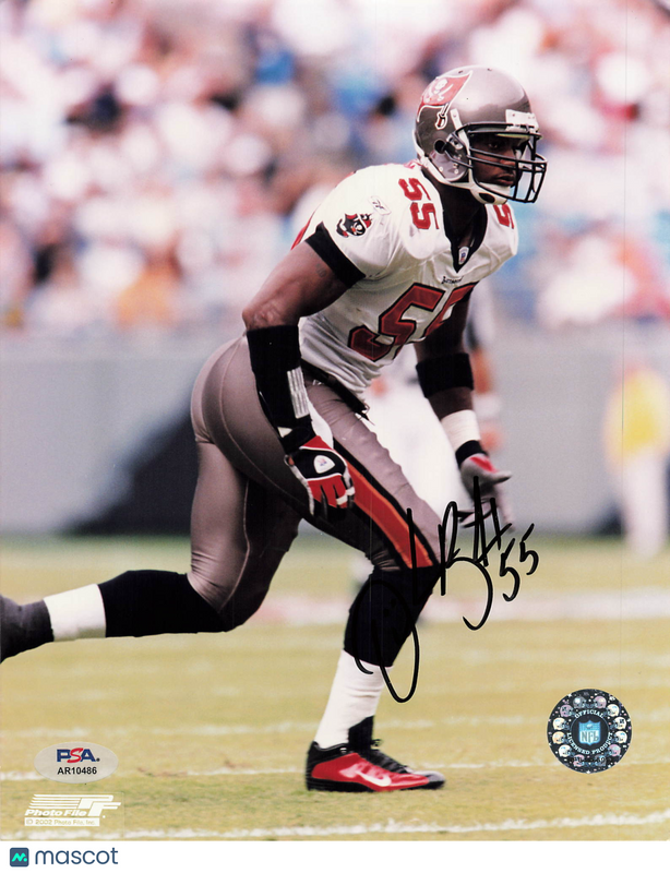 Derrick Brooks Signed Tampa Bay Buccaneers Football 8x10 Photo PSA Autographed