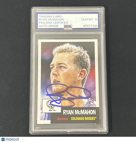 2018 Topps #96 Ryan McMahon Signed Card PSA Auto 10 Colorado Rockies