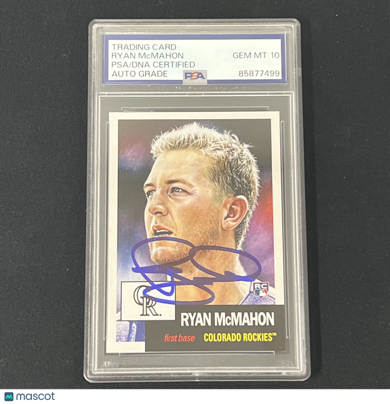 2018 Topps #96 Ryan McMahon Signed Card PSA Auto 10 Slabbed Colorado Rockies