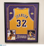 Magic Johnson Signed Custom Framed Los Angeles Lakers Jersey BAS
