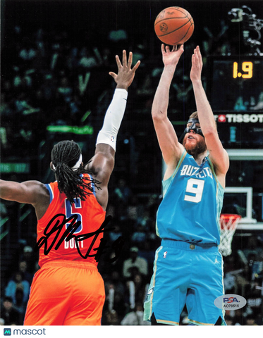 Davis Bertans Charlotte Hornets Signed Basketball 8x10 Photo PSA