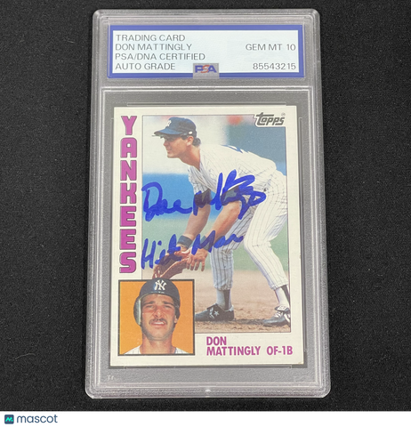 1984 Topps #8 Don Mattingly Signed Card Auto PSA Slabbed Yankees