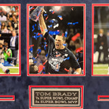 Tom Brady Signed New England Patriots Football 3-Photo Custom Display Frame