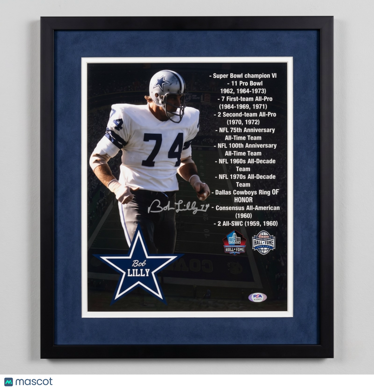Bob Lilly Signed Dallas Cowboys Football 11x14 Custom Framed Photo PSA