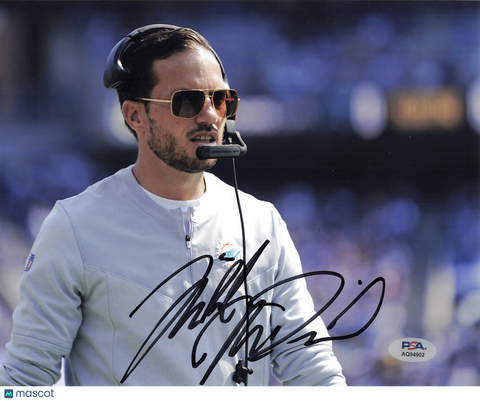 Mike McDaniel Signed Miami Dolphins Football 8x10 Photo PSA Autographed