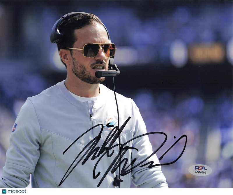 Mike McDaniel Signed Miami Dolphins Football 8x10 Photo PSA Autographed