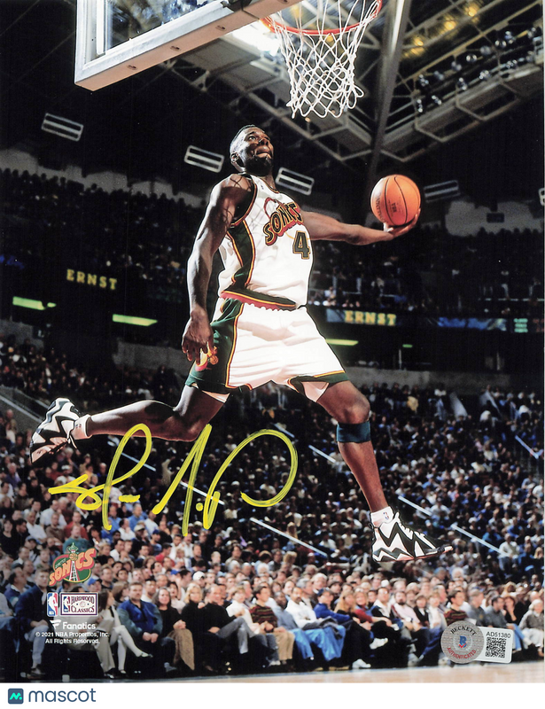 Shawn Kemp Seattle Supersonics Signed Basketball 8x10 Photo BAS
