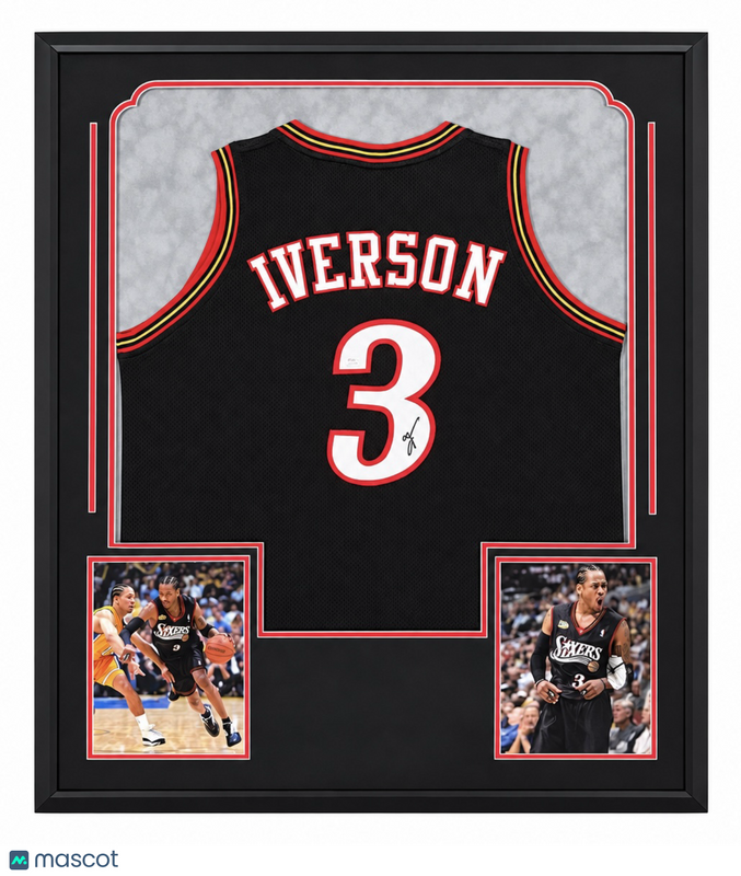 Allen Iverson Signed Framed Jersey Philadelphia 76ers Autographed 34x40