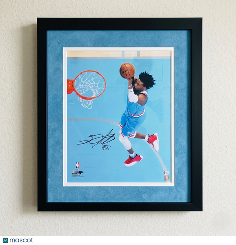 De'Aaron Fox Sacramento Kings Signed Basketball 16x20 Custom Framed Photo PSA