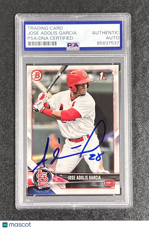 2018 Topps 1st Bowman Prospect #BP121 Jose Adolis Garcia Signed Card Auto PSA Sl
