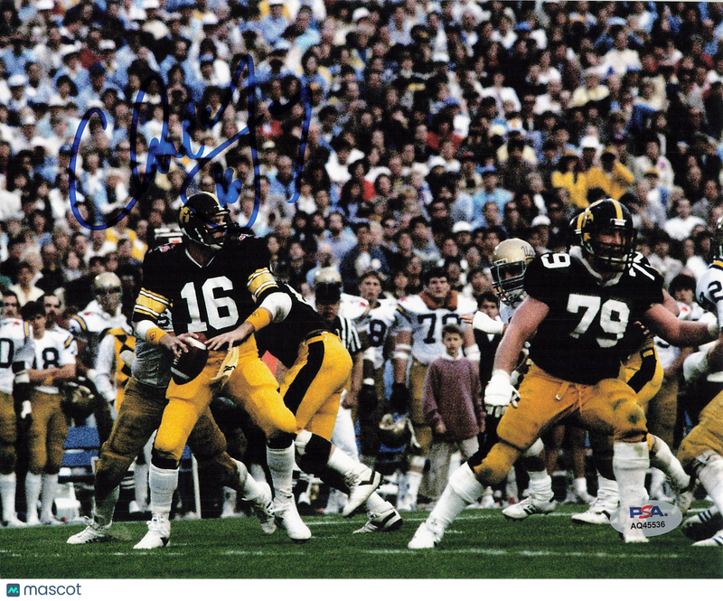 Chuck Long Signed Iowa Hawkeyes Football 8x10 Photo PSA Autographed