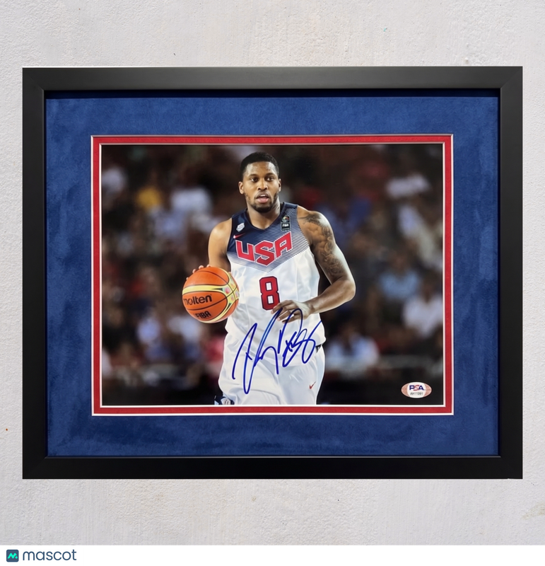 Rudy Gay Team USA Signed Basketball 11x14 Custom Framed Photo PSA