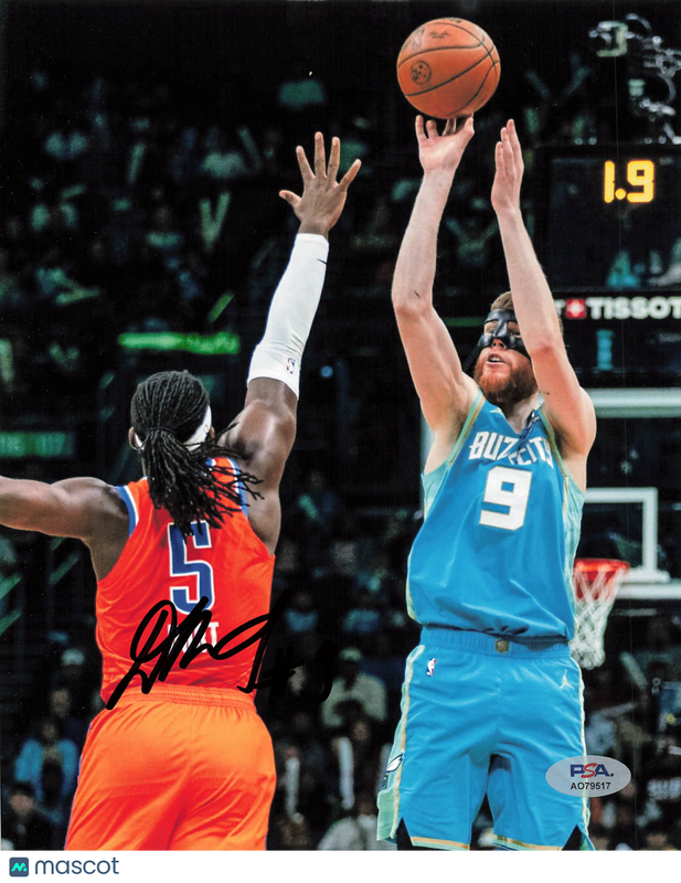 Davis Bertans Charlotte Hornets Signed Basketball 8x10 Photo PSA