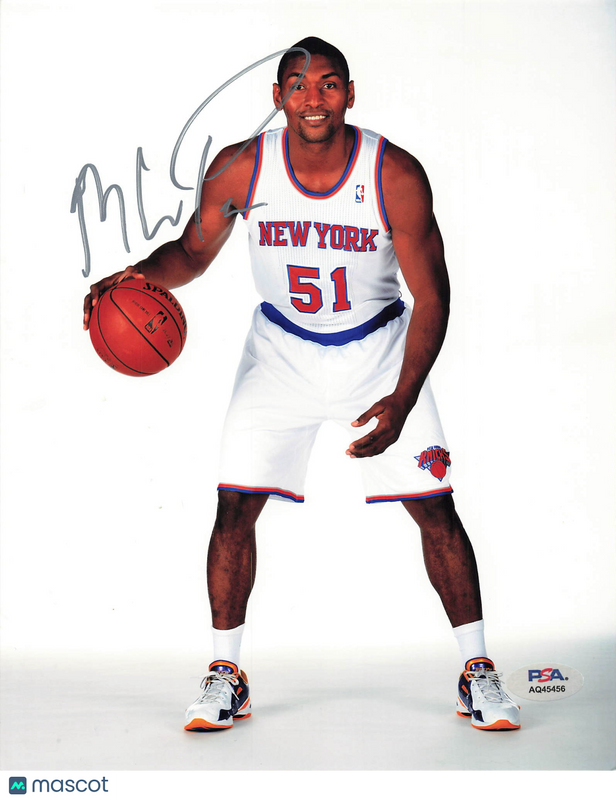 Metta World Peace New York Knicks Signed Basketball 8x10 Photo PSA