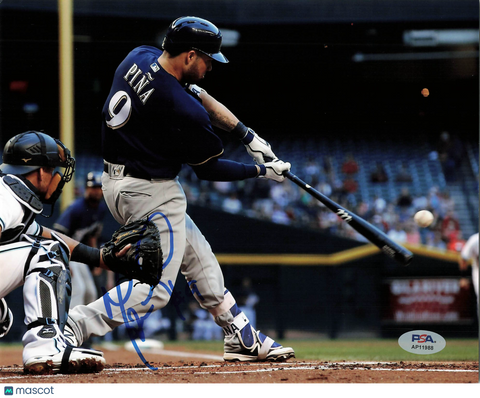 Manny Pina Milwaukee Brewers Signed 8x10 Photo PSA