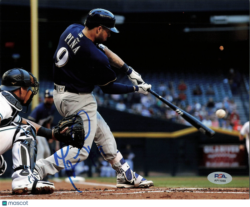 Manny Pina Milwaukee Brewers Signed 8x10 Photo PSA