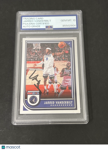 2022-23 Panini NBA Hoops #198 Jarred Vanderbilt signed card PSA Auto 10