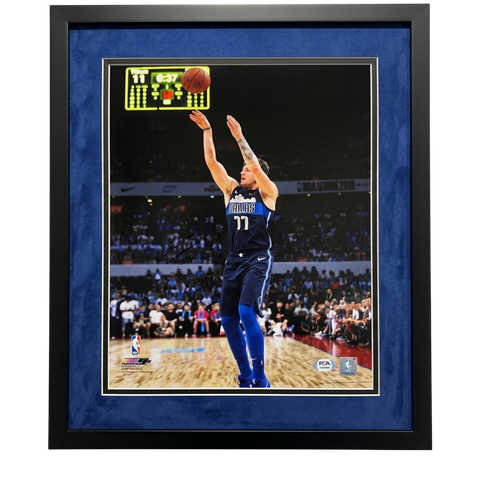 Luka Doncic Dallas Mavericks Signed Basketball 11x14 Custom Framed Photo PSA