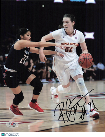 Bridget Carleton Iowa State Cyclones Signed Basketball 8x10 Photo PSA