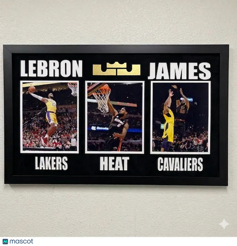 LeBron James Signed Custom Framed "20x32" Display Basketball Frame
