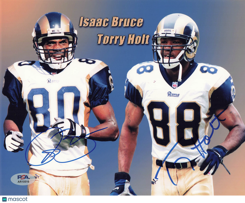 Isaac Bruce and Torry Holt Signed St. Louis Rams 8x10 Photo PSA Autographed