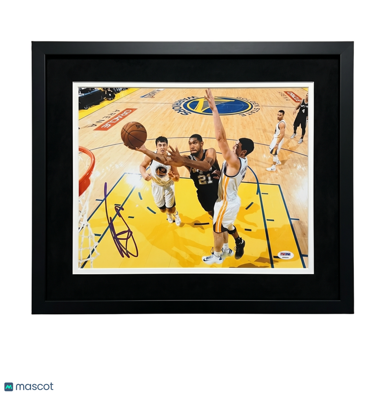 Tim Duncan San Antonio Spurs Signed Basketball 11x14 Custom Framed Photo PSA