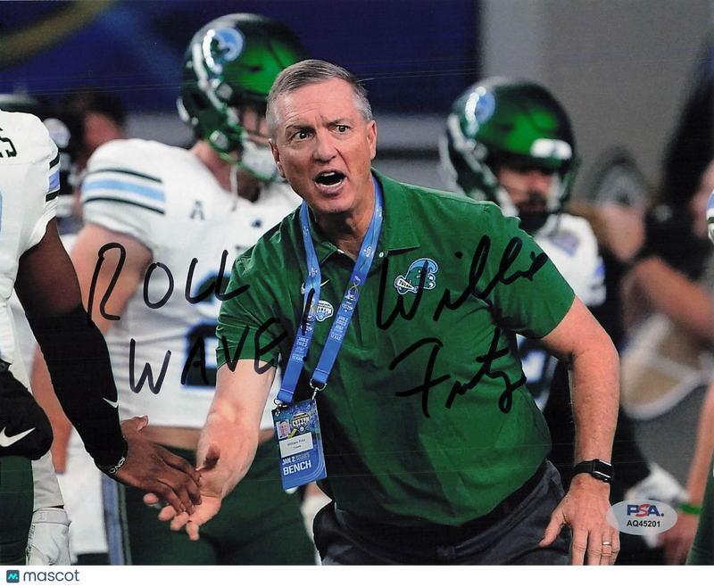 Willie Fritz Signed Tulane Green Wave Football 8x10 Photo PSA Autographed